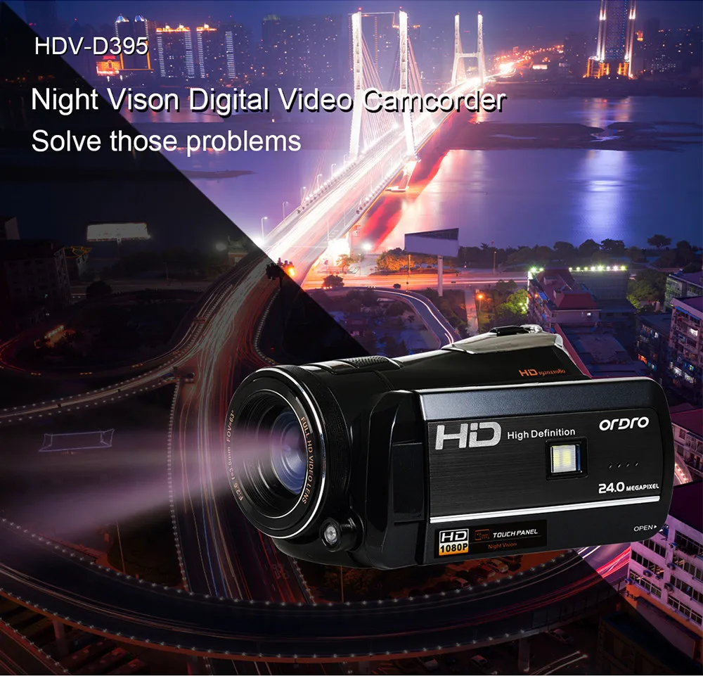 

For Cameras High Level Video Recording ORDRO 1080P Full HD Camcorder with Wide Angle Lens LCD Night Vision Wifi Camera