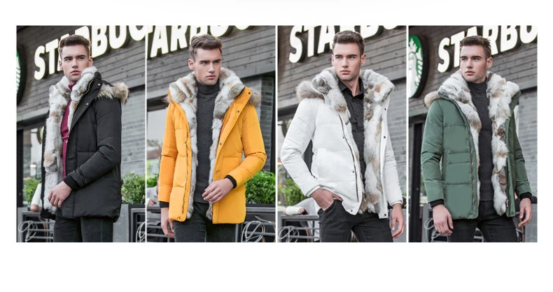 Мужские зимние куртки, мужское пальто с утиным пухом, Мужская кашемировая шерстяная флисовая парка, мужская куртка, пальто с меховым воротником, брендовые парки с капюшоном