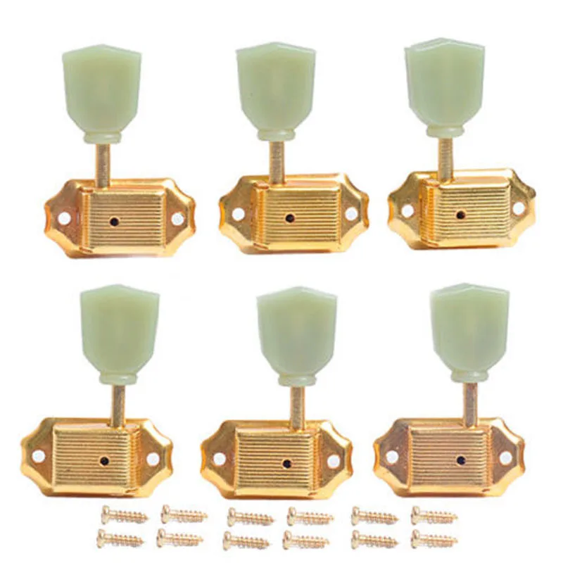 

Gold Deluxe Guitar Tuning Pegs Tuners Green Button For Guitar Keys Machine Heads
