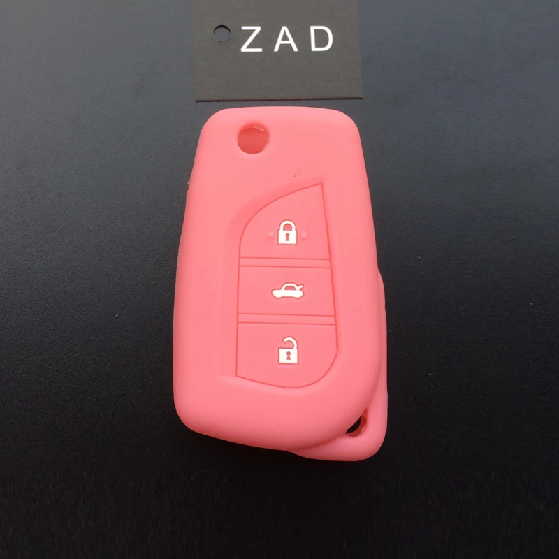 ZAD 3 кнопки силиконовый чехол для ключей от машины держатель Чехол брелока Дистанционного Управления чехол для Toyota Yaris Reiz Carola Rav4 автомобильные аксессуары