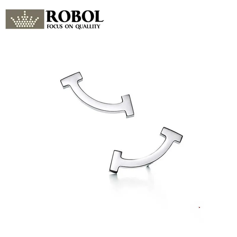 

ROBOLTIFFT100% 925 Sterling Silver Jewelry Fashion Smooth Smile Earrings Fashion Ladies Elegant Smiley Earrings DIY Gift