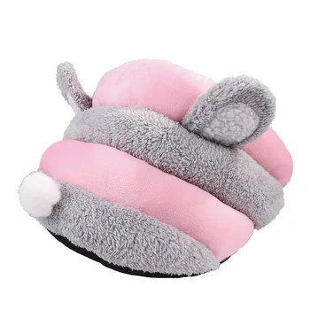 

1 Pcs Cute Slipper Shape Pet Kennel Cat Bed Rabbit Ears Cave House Mat with Toy Ball XHC88