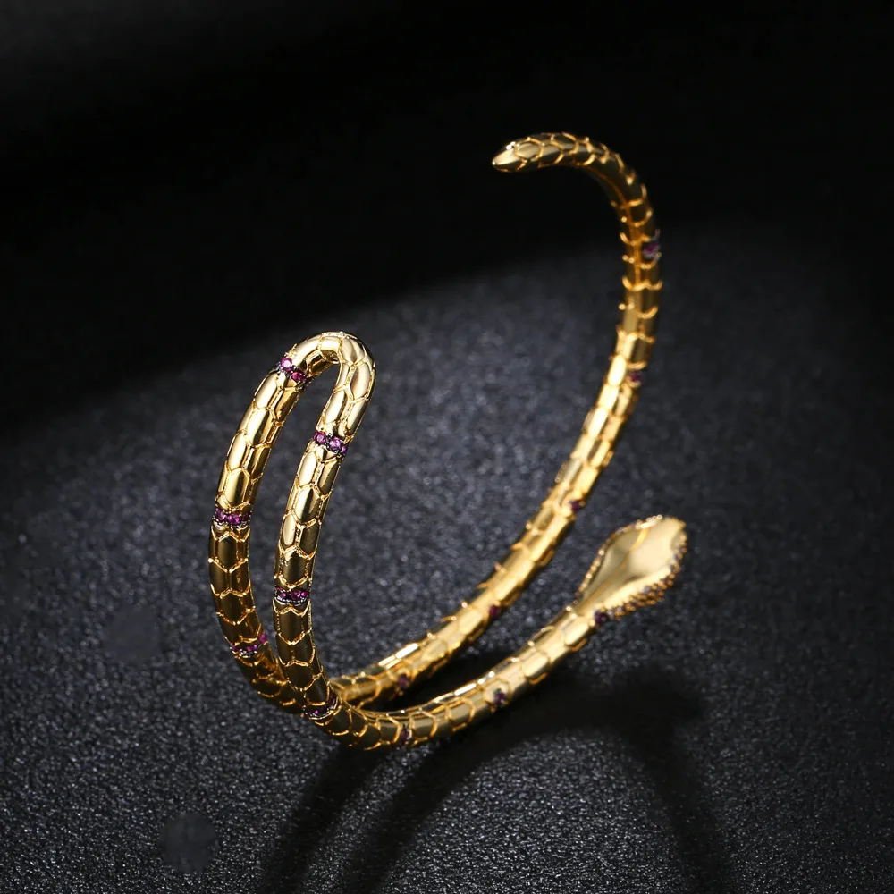 Модные ювелирные изделия, змеиные браслеты-манжеты и браслеты, открытые браслеты золотого цвета для женщин, Панк ювелирные изделия ZK40