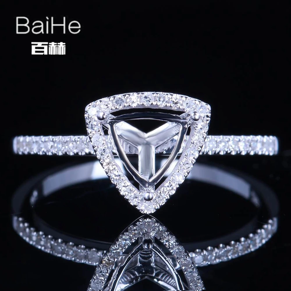 BAIHE однотонные 14K белые золотые трлёнки свадебные женские милые/романтичные