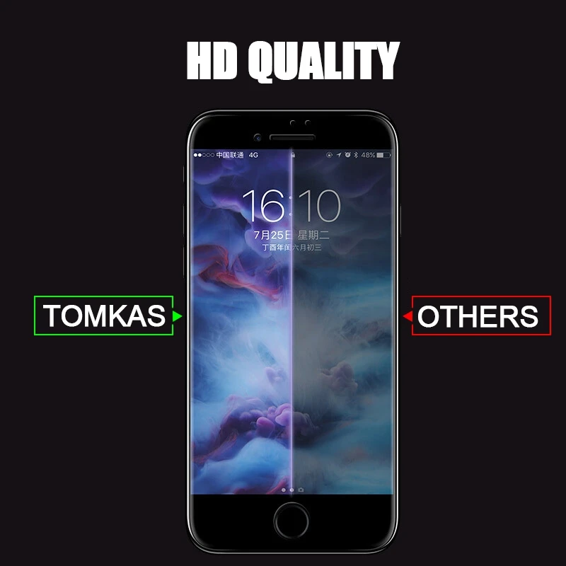TOMKAS Displayschutzfolie Für iPhone 6 6 S Plus Glas Gehärtetes 5D voll Deckfilm Glas Für iPhone 7