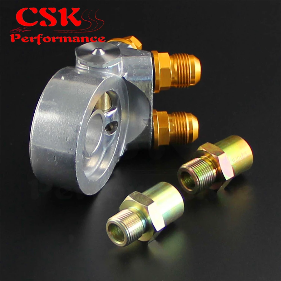

Aluminum AN10 Oil Filter Cooler Sandwich Plate Adapter Thermostat w/80 Deg 176 F