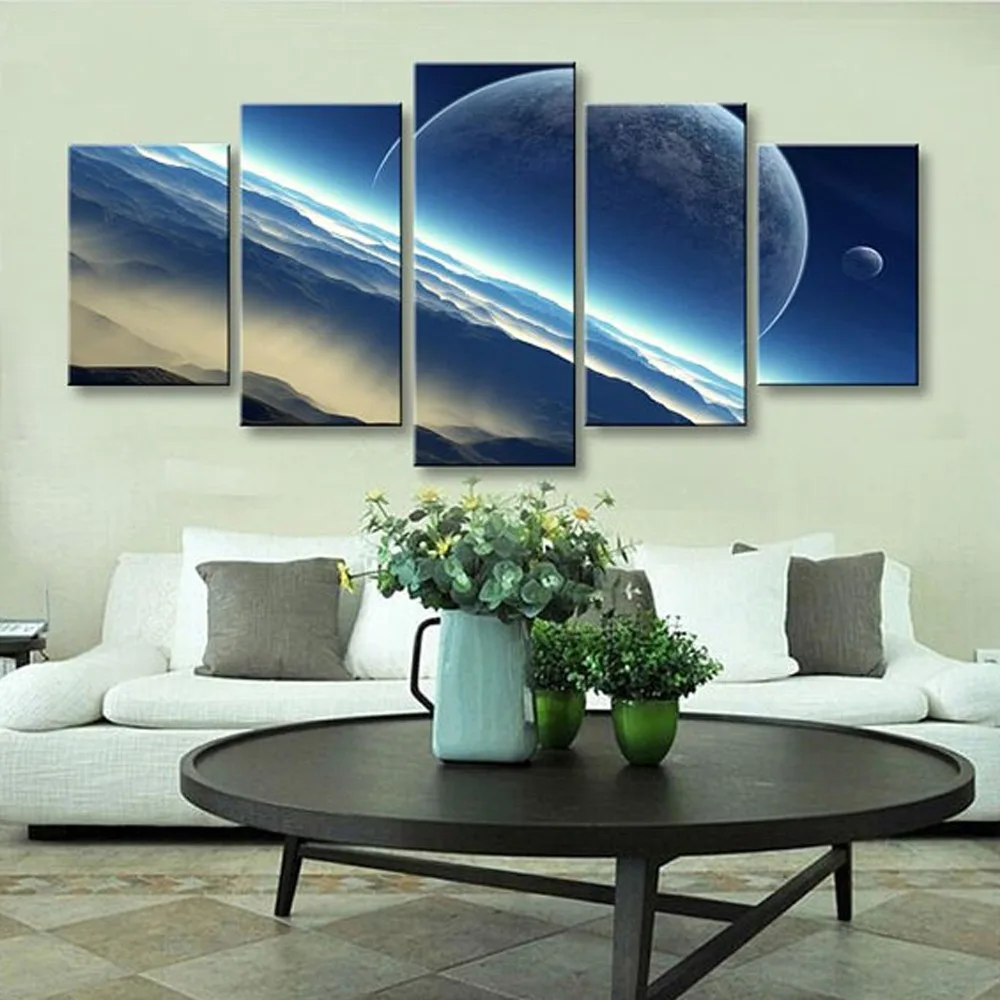 Waves of Space Canvas Set Space Print Galaxy Wall Art Modern Home Decor