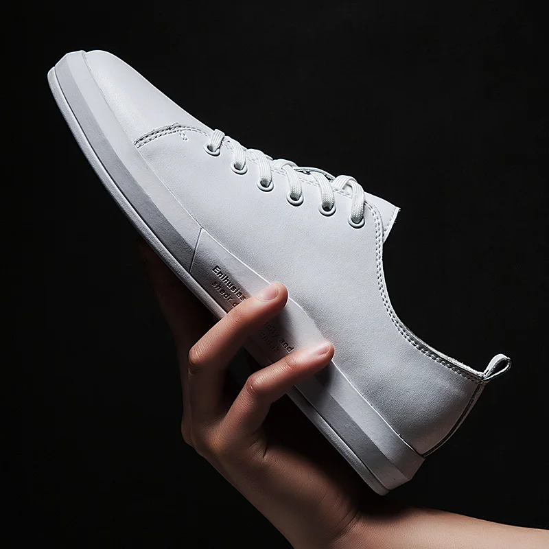 

Men Solid color Casual Shoes Breathable Wear Resistant Shoes 2019 Comfortable Summer White Round Toe Lace up Flat Sneakers C4