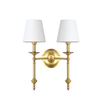 Estilo americano 2 braços lâmpada de parede de cobre e14 6w, luz led tradicional para quarto, corredor, sala de estar, luz de decoração, arte