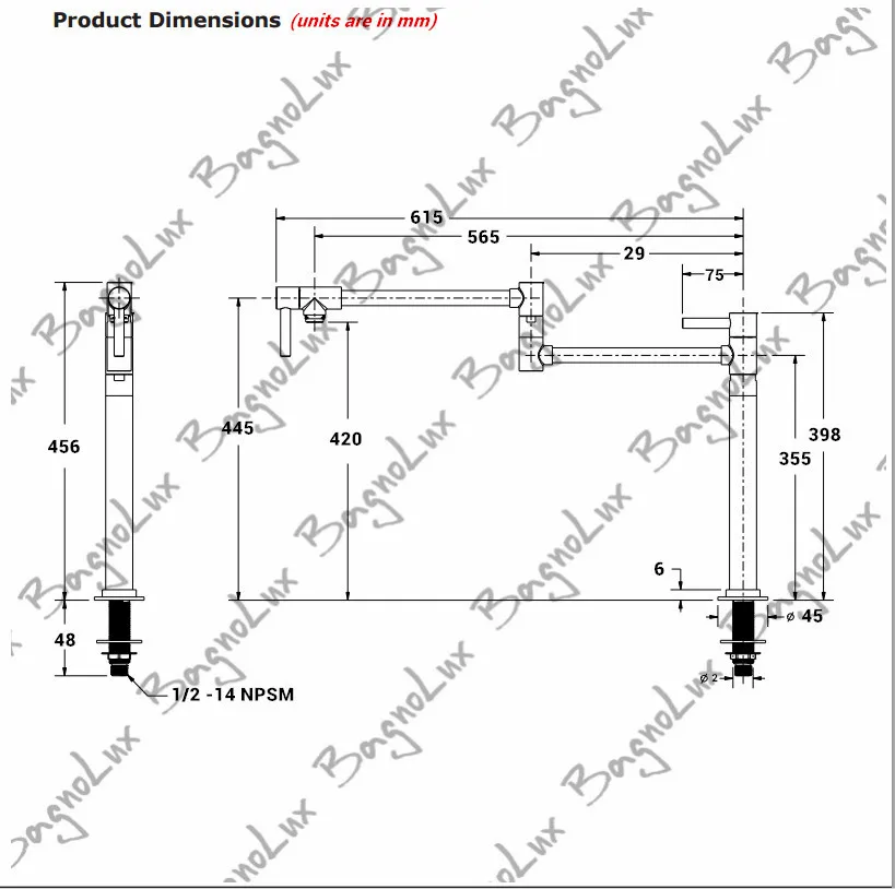 10 Yr Warranty High Quality Solid Brass Talis C Deck Mounted Double-Jointed Pot Filler Kitchen Sink Faucet Cold Water Only Tap