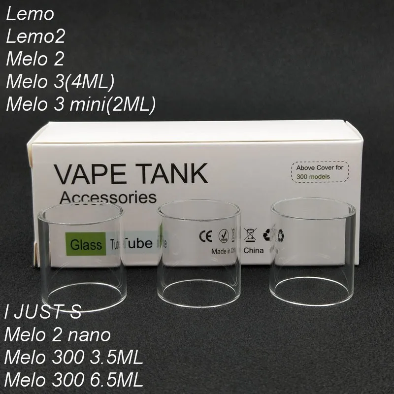 3 шт. сменная стеклянная трубка для Eleaf LEMO/Lemo 2/MELO 2/MELO 3(4 мл)/MELO 300 3,5 мл/I JUST S/MELO 3(4 мл) /MELO 3 NANO Tank