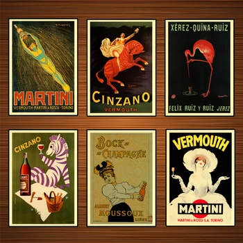

Vintage Alcoholic Beverages Wine Beer Poster vermouth Martini Classic Canvas Paintings Wall Posters Stickers Home Decor Gift