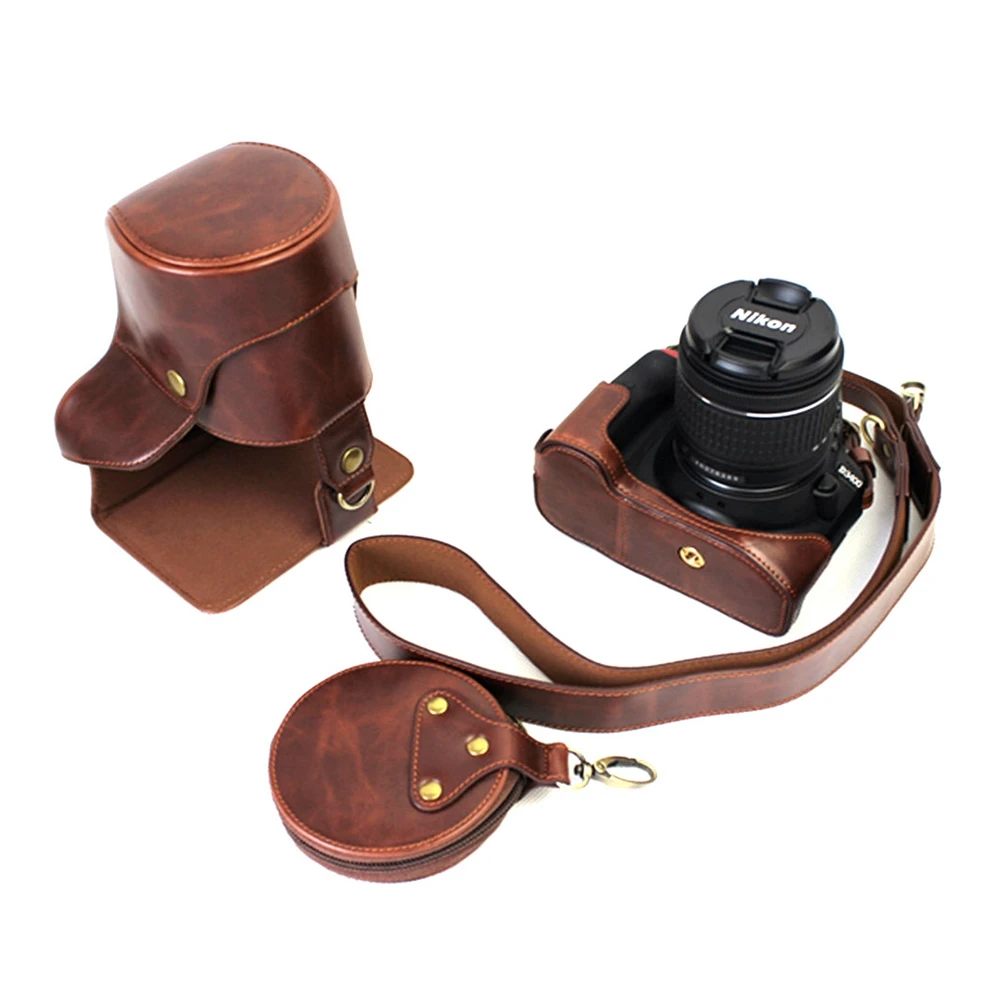 Лучший Новый Винтаж короткий фокус из искусственной кожи Камера чехол для Nikon D3400 D3300 D3200 D3100 18 55 мм Сумка для объективов крышка открыта Батарея