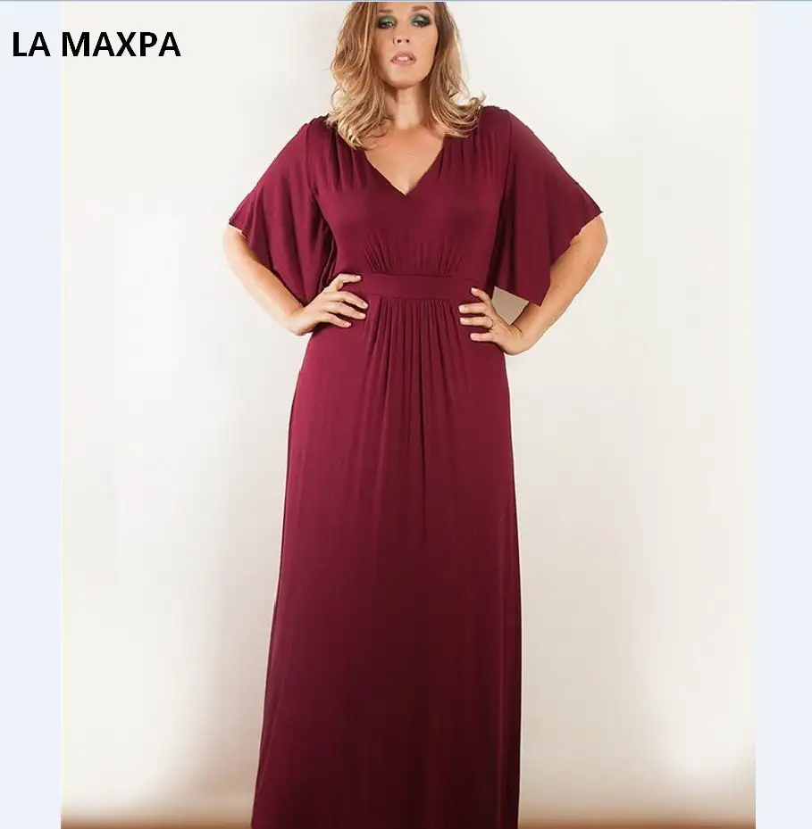 2018 летнее женское Макси-платье больших размеров 5XL 6XL с v-образным вырезом