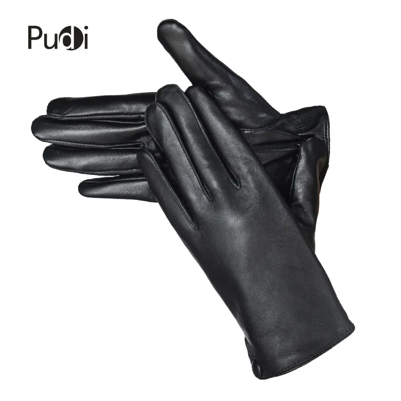 

Pudi GL866 man 2018 winter new genuine leather real fur glove real leather high quality one fur mans' gloves black color