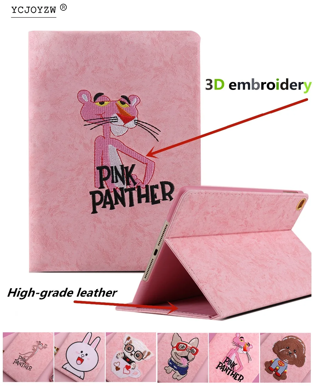 

3D Cartoon Embroidery Case cover For Apple New ipad Air Pro 10.5 inch A1701`1709 case-PU leather Smart Awake Sleep Flip