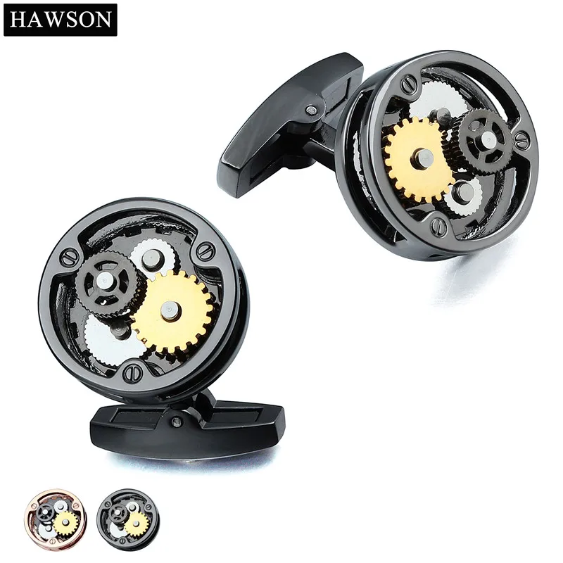 HAWSON Movement Cuff links Shirt for Men Slim Fit for Male Business Mechanical Cufflinks