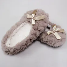 New Winter Warm At Home Women Slippers Cotton Shoes Plush Female Floor Shoes Bow-knot Fleece Indoor Shoes Woman Home Slippe