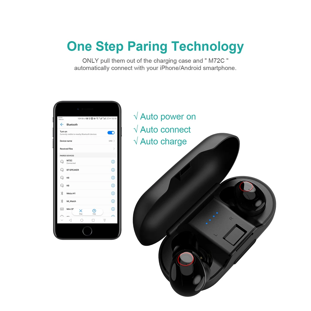 

X-DRAGON TWS Bluetooth Wireless Earphones Bluetooth Headset Bluetooth Wireless Earbuds Black with Microphone
