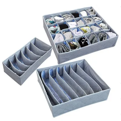 Baffect 3 в 1 серый сетчатый узор складной ящик для хранения сумка бюстгальтер нижнее белье галстук Носок Мода Удобный складной хранения - Цвет: gray
