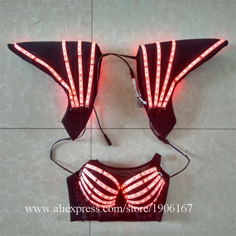 Hot Sale 5 Sets LED Luminous Sexy Lady Bra Set Suit Clothing Women Underwear Costume Growing Light Up Stage Performance Clothes03
