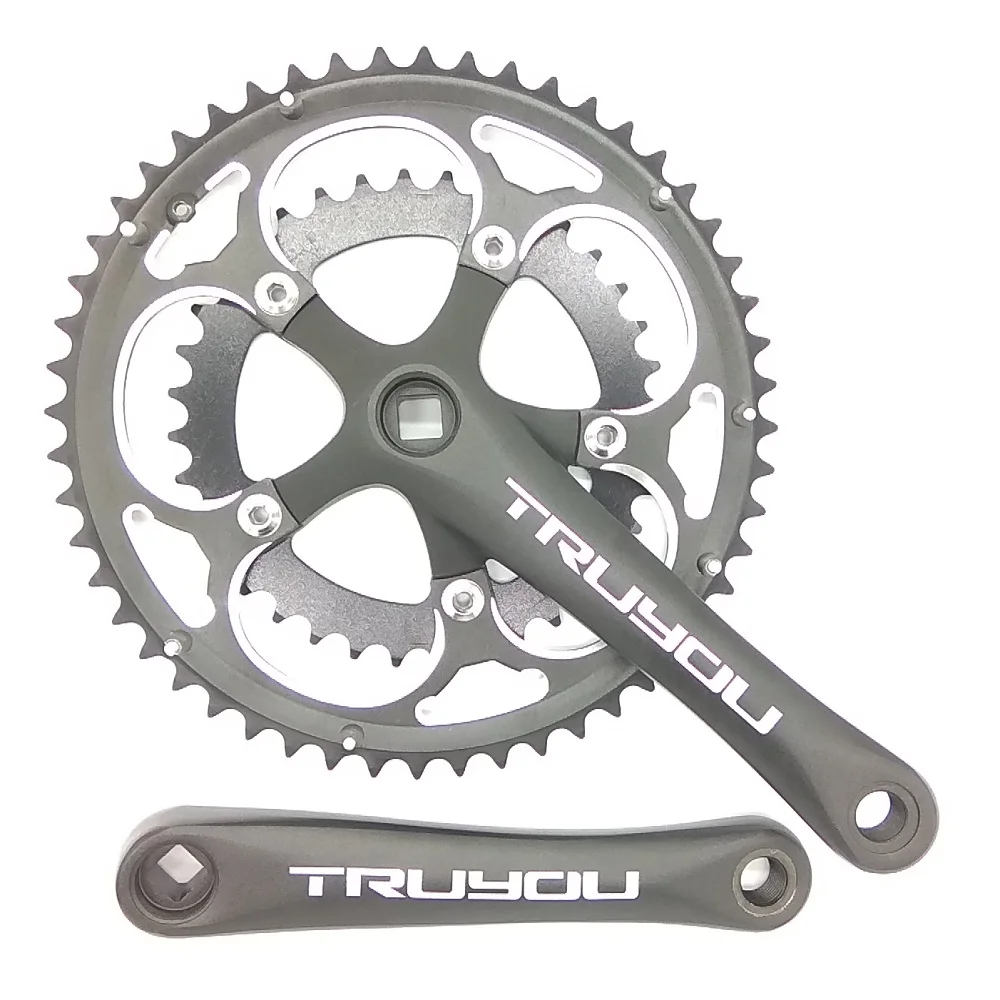 TRUYOU Road Bicycle Crankset 110 BCD 52/36T Chainwheel 3/32 Folding Bike Chain Ring 2*7/8/9 Speed Double Plate Crank 170mm Black | Спорт и
