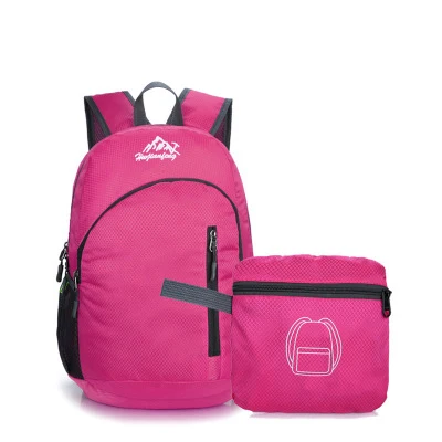 HUWAIJIANFENG ультра-легкий пакет кожи путешествия складной рюкзак многофункциональный портативный для спорта на открытом воздухе - Цвет: Розово-красный