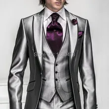 Костюмы одна кнопка Пик нагрудные Жених Смокинги для женихов Для мужчин Нарядные Костюмы для свадьбы Пром Костюмы(куртка+ Брюки для девочек+ жилет+ галстук