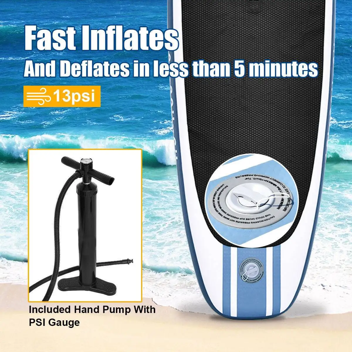 

Inflatable Stand Up Paddle Board Sup-Board Surfboard Kayak Surf set 10x3x4 inch with Backpack,leash,pump,waterproof bag