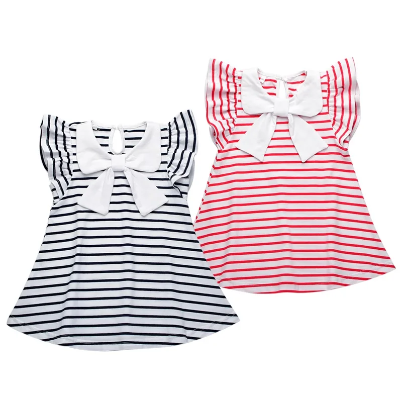 Baby Girl Striped Dress 2017 New Brand Princess Bow Toddler Girls Dresses Summer Sleeveless Baby Kids Cotton Clothing