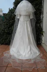 Реальные фотографии Роскошные Свадебная фата жемчуг фата с бисером 2 м ручной работы herzband элегантность accesorios de la boda