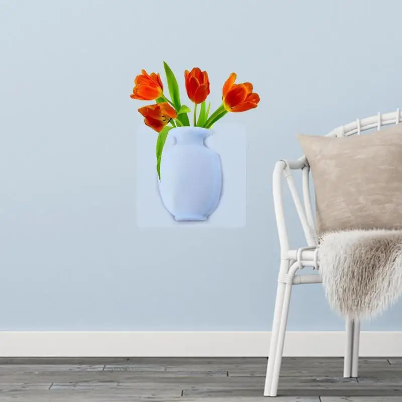 3D Силиконовые липкие стены волшебные вазы для растений Контейнер украшения листья аксессуары для тела открытый чайники ручной работы мягкая бутылка цветок