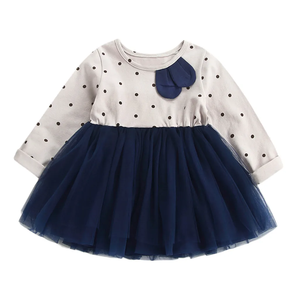 TELOTUNY/модное кружевное платье принцессы в горошек для маленьких девочек; одежда; Новинка года; платье для малышей; Z0208 - Цвет: Синий