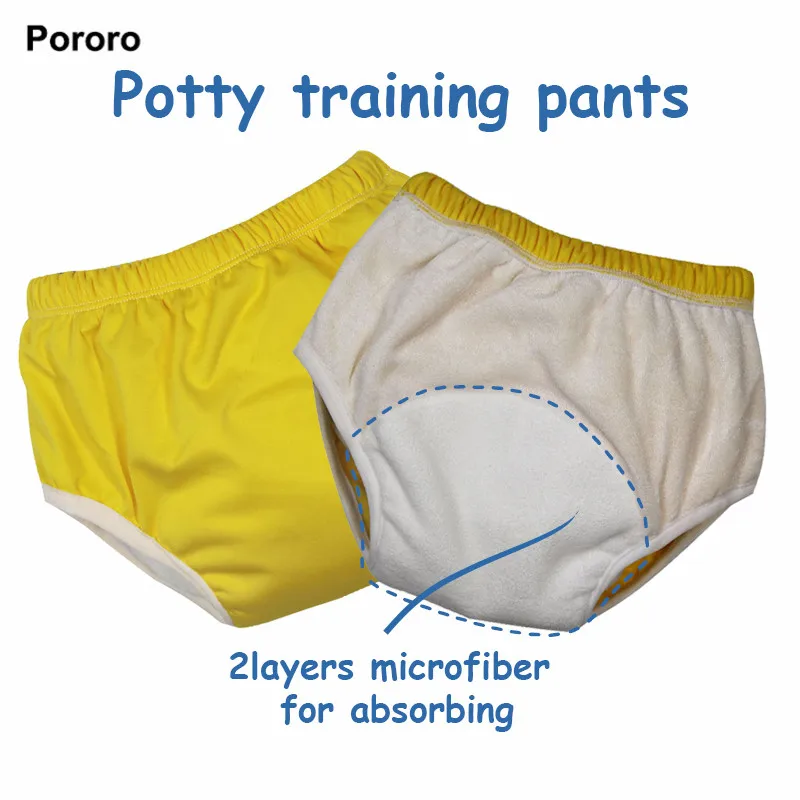 Однотонные Детские подтяжки Pororo, бамбуковые тренировочные штаны для горшка, водонепроницаемые тканевые подгузники, штаны для малышей от 18 месяцев до 3 лет