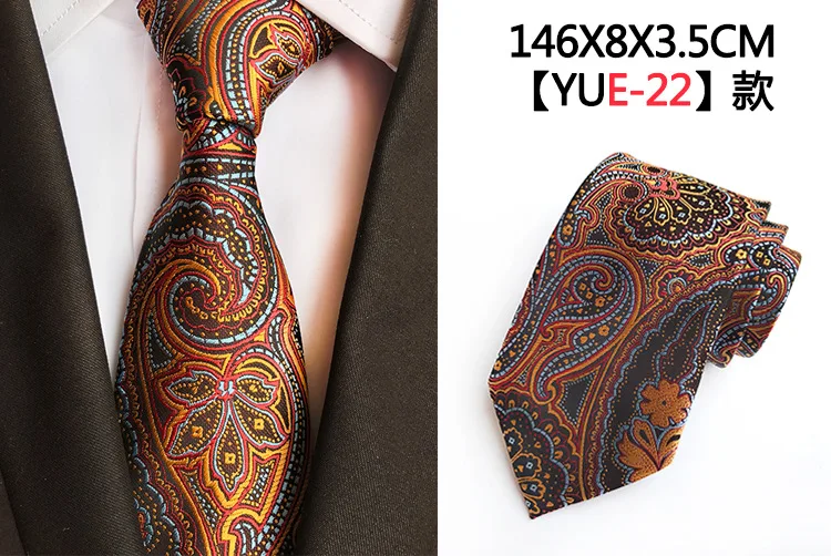Новые Классические мужские галстуки с Пейсли 8 см модные клетчатые Цветочные Галстуки Gravata жаккардовый шелковый галстук деловой галстук для мужчин