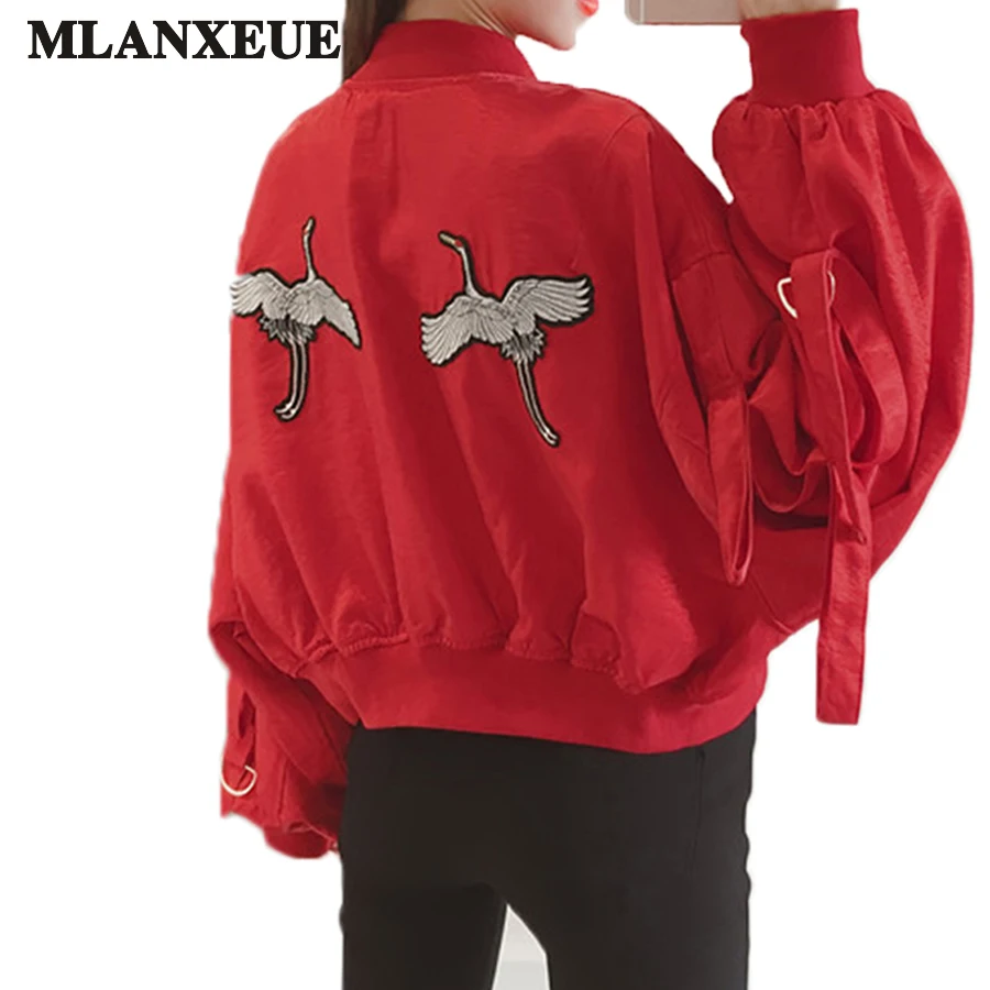 Goedkoop Bloemen Borduren Jasje Straat Jas Vrouwen Casual Baseball Jassen Omkeerbare Losse Harajuku Korte Sukajan 2018