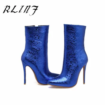 

RLINF Fashion Imported Explosion Crack Pointed Stiletto In The Tube Super High Heel Women's Boots