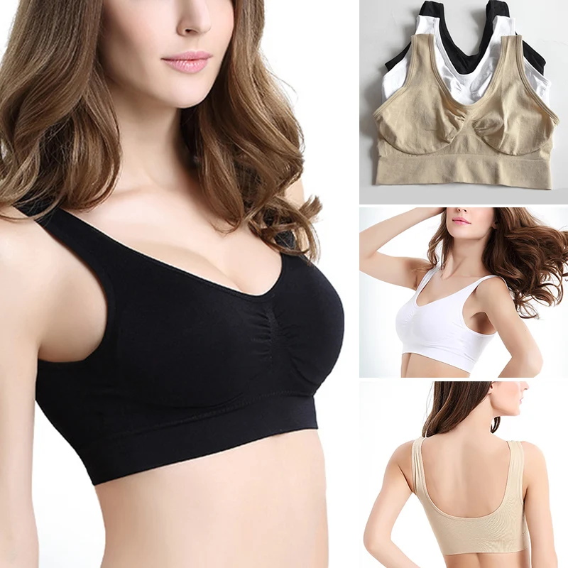 S-3XL plus size Women Seamless Wireless black white sports bra Stretch Running gym tanks Fitness Underwear Comfort Yoga Bra