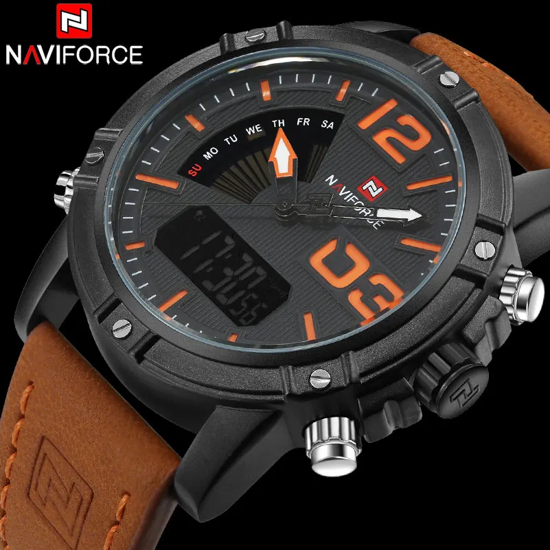 men sport watches NAVIFORCE brand dual display watch digital analog watch Electronic quartz watch 30M waterproof