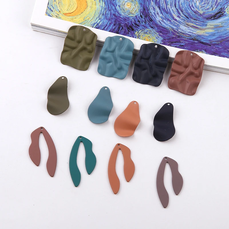 

Newest 30pcs/lot Rubber painting geometry wave square/water drop shape alloy floating locket charms diy jewelry earring pendants