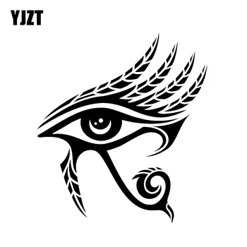 

YJZT 13.6*15.3CM Interesting Egypt Eye Symbol Feather Decor Car Sticker Vinyl Black/Silver C12-0579