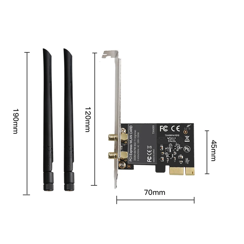 DIEWU Двухдиапазонная 5G 1200 Мбит/с PCIe wifi Беспроводная lan сетевая карта pci express wifi адаптер Realtek 8112AE чип