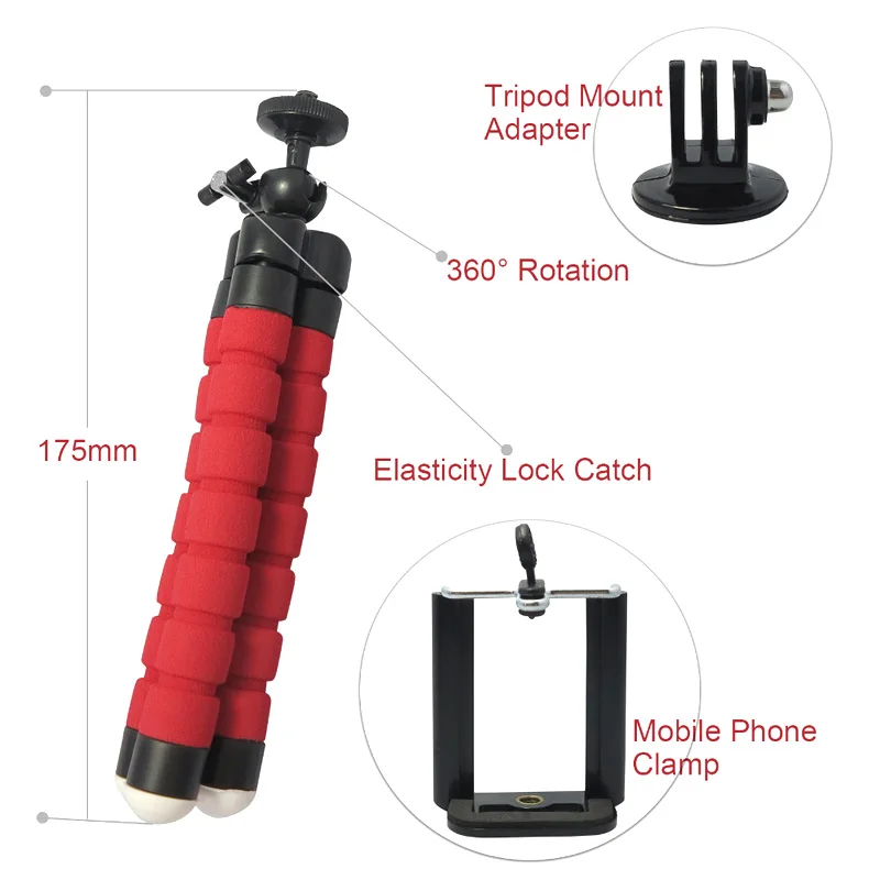 Гибкий мини штатив держатель для экшн камеры Gopro Hero 3 4 iPhone X 6 7 8 /Huawei/xiaomi mi8 4X
