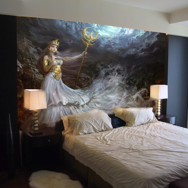 

beibehang papel de parede para quarto backdrop bedroom cartoon characters goddess Athena Wallpaper mural Papel de parede