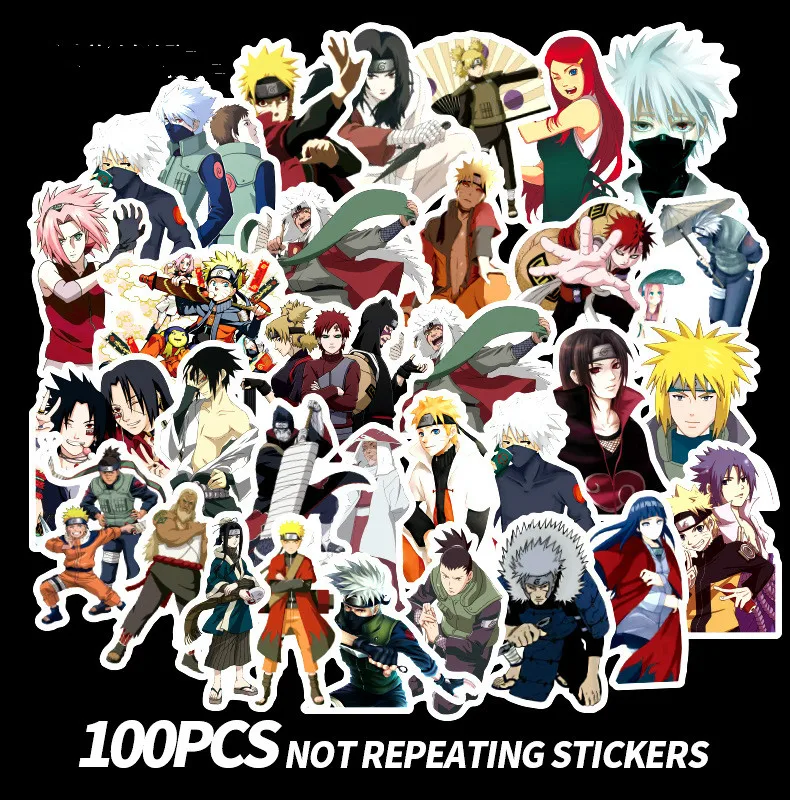 

100 sheets Cartoon Anime Naruto Peripheral Sticker Set Personality Suitcase Guitar Computer Skateboard Decorative Stickers Gift