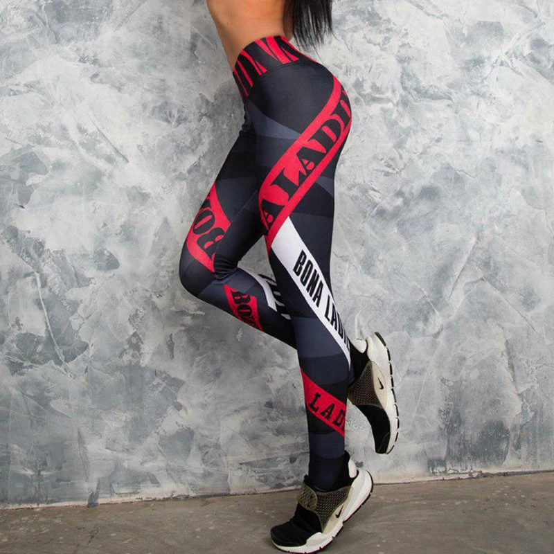 Женские леггинсы с 3D буквенным принтом, сексуальные леггинсы для фитнеса, обтягивающие леггинсы для тренировок, леггинсы с высокой талией, эластичные спортивные Леггинсы