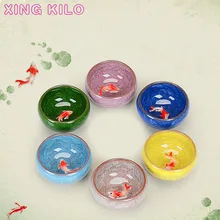 XING KILO Ice cracked glazed 3D carp Teacup colorful fish ceramic cups kung fu tea set 6 colors host cup Kongfu Tea Cup XING KILO Ice cracked glazed 3D carp Teacup colorful fish ceramic cups kung fu tea set 6 colors host cup Kongfu Tea Cup