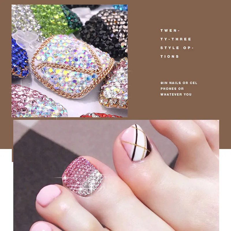 2 шт блестящие накладные ножные украшения для дизайна ногтей полностью покрыты кристаллами Стразы педикюр DIY Дизайн маникюрный аксессуар