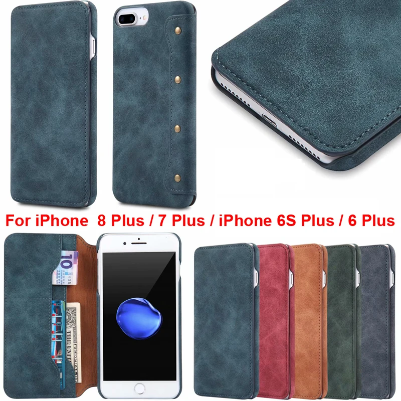 

Vintage Cute Wallet Case for iPhone 8 plus 7Plus 6Splus Cover Business Shell iPhone6plus Pouch Bag iPhone7Plus 8Plus Sleeve Skin