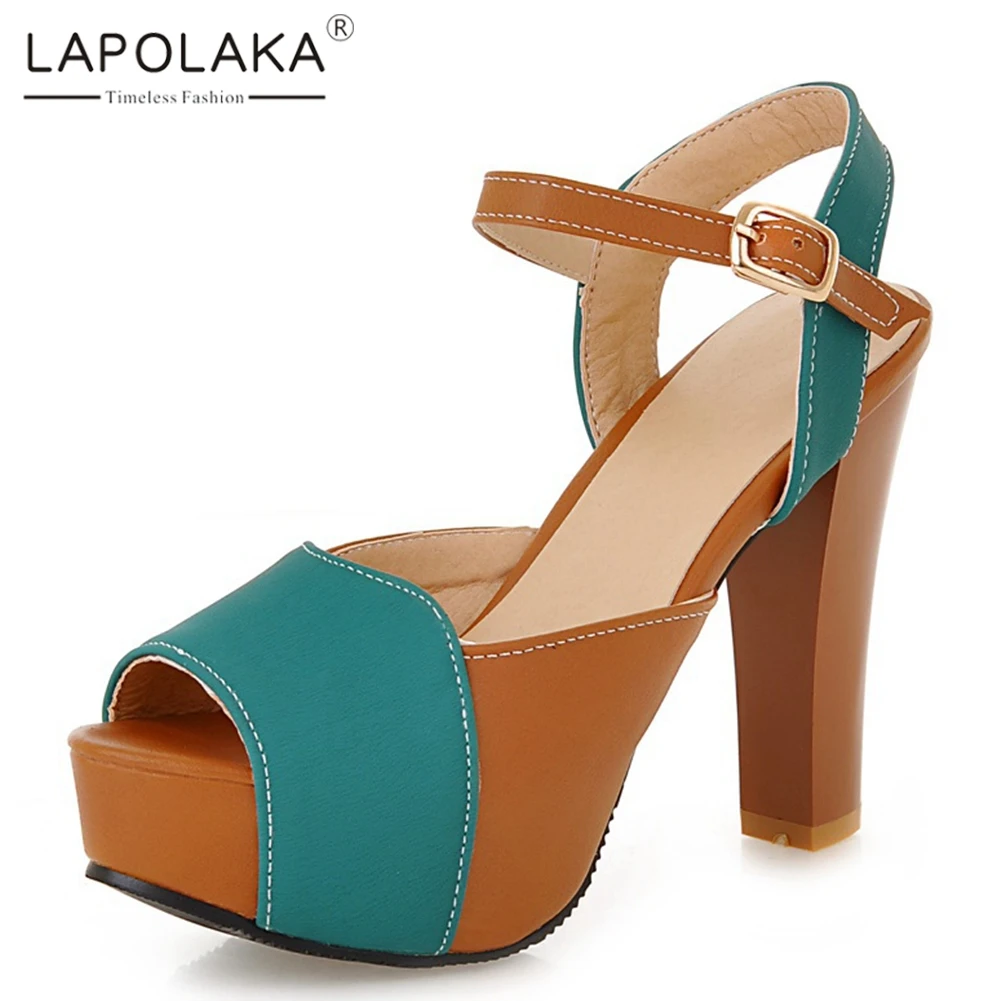 

Lapolaka 2019 New Mixed Colors Platform Sandals Woman Summer High Heel Sandals Woman Party Shoes Women Large Size 35-43